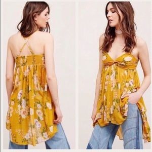 Free People Yellow Floral Top